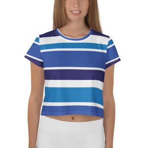 Women's Blue Striped Crop Tee