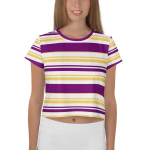 Women's Purple Striped Crop Tee