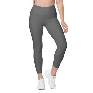 Grey High-Rise Leggings with pockets
