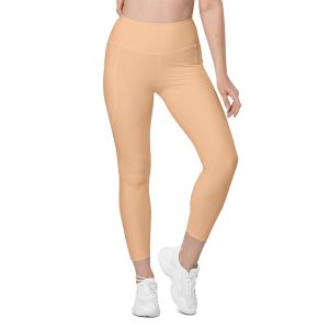 Beige High-Rise Leggings with pockets