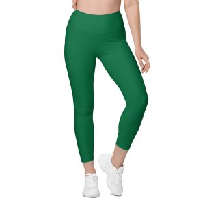 Green High-Rise Leggings with pockets