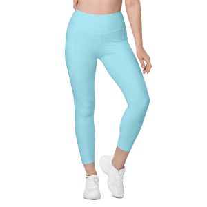 Blue high-Rise Leggings with pockets