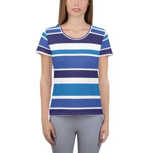 Women's Blue Striped Athletic T-Shirt