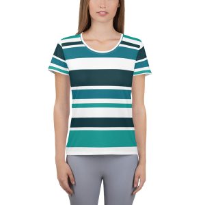 Women's Green Striped Athletic T-Shirt