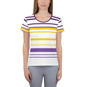 Women's Yellow Striped Athletic T-Shirt