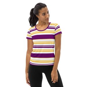 Women's Purple Striped Athletic T-Shirt